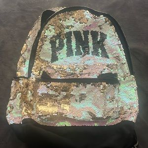 Sequin backpack with 3 compartments